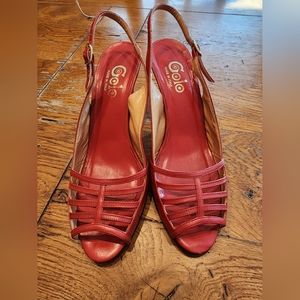Red Leather Slingbacks